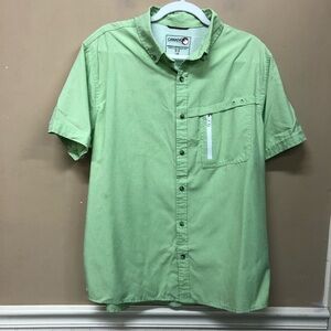 Canada Weather Gear Shirt Size Large Green Polyester Vented Button Up Mens